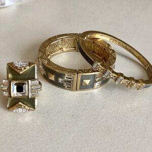 Lia Sophia Gold and Silver Geometric Ring Set